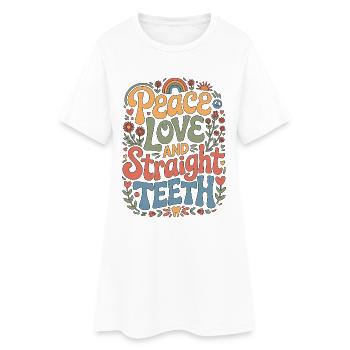 Orthodontic Hygienist Peace Love And Orthodontist - Frauen T-Shirt-Kleid - Weiß - Vorne