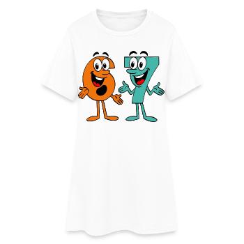 Six Sept Dessins animés - Robe T-shirt Femme - blanc - Devant