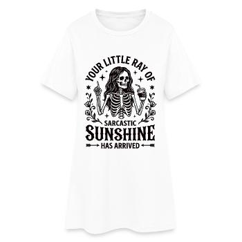 Sarkastischer Sonnenschein Skelett Statement - Frauen T-Shirt-Kleid - Weiß - Vorne