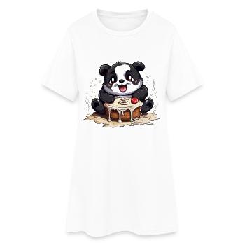 Kawaii Panda Kuchen Genuss - Frauen T-Shirt-Kleid - Weiß - Vorne