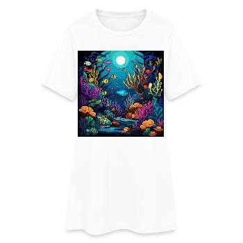 Monde sous-marin du récif corallien - Robe T-shirt Femme - blanc - Devant