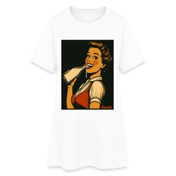 Dame rétro avec une boisson au lait - Robe T-shirt Femme - blanc - Devant