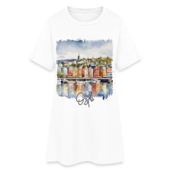 Watercolor of Oslo, Oslo Norway - Women’s T-Shirt Dress - white - Front