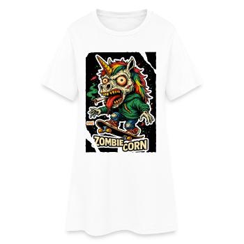 ZombieCorn Einhorn Zombie Skateboard - Frauen T-Shirt-Kleid - Weiß - Vorne
