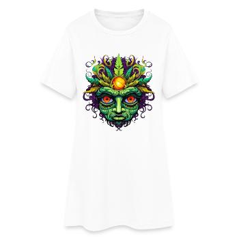 Masque psychédélique visage avec couronne de soleil - Robe T-shirt Femme - blanc - Devant