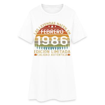 Cadeau d’anniversaire rétro vintage de février 1986 - Robe T-shirt Femme - blanc - Devant