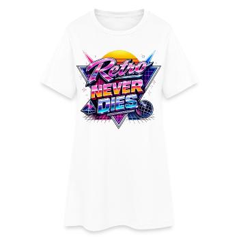 Retro Neon Never Dies - Women’s T-Shirt Dress - white - Front