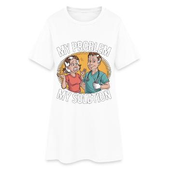Periodontist Hygienist My Problem My Pictogram Dad - Frauen T-Shirt-Kleid - Weiß - Vorne