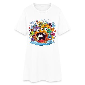 Éclaboussures colorées de la bande de monstres - Robe T-shirt Femme - blanc - Devant