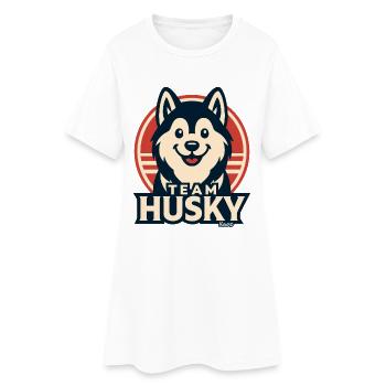 Team Husky Logo Retro Print - Women’s T-Shirt Dress - white - Front