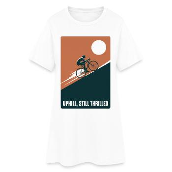 En montée et toujours enthousiaste | Vélo de route - Robe T-shirt Femme - blanc - Devant