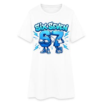 Sechs Sieben-Brüder - Frauen T-Shirt-Kleid - Weiß - Vorne