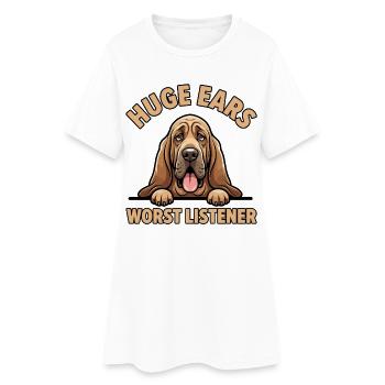 Bloodhound, Grandes Oreilles Pire Auditeur - Robe T-shirt Femme - blanc - Devant