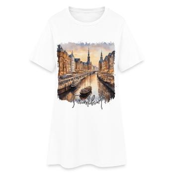 Frankfurt Aquarell, Frankfurt Deutschland - Frauen T-Shirt-Kleid - Weiß - Vorne