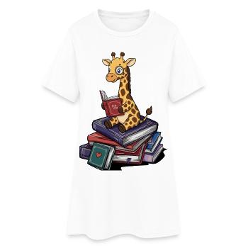 Rat de bibliothèque Girafe Animal Lecture Livres Art - Robe T-shirt Femme - blanc - Devant