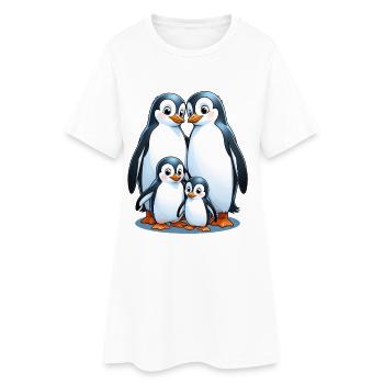 Famille de manchots dans la glace - Robe T-shirt Femme - blanc - Devant