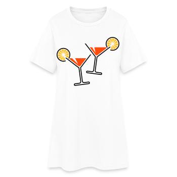 2 verres cocktail / cocktail / martini + (orange) - Robe T-shirt Femme - blanc - Devant