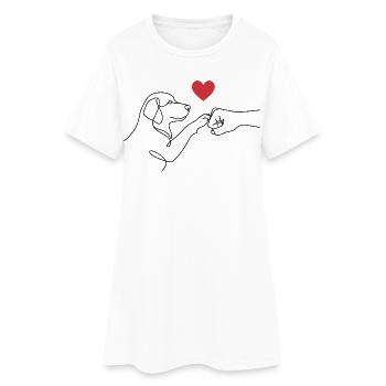 Best Friends Paw Fist - Line Art Dog Heart - Women’s T-Shirt Dress - white - Front