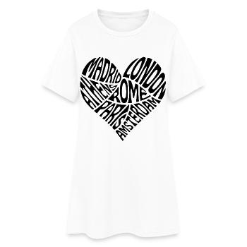Word Heart City Break Paris Amsterdam Londres Rome - Robe T-shirt Femme - blanc - Devant