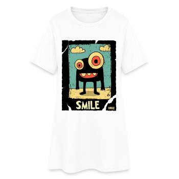 Einäugiges Monster im Sand - Frauen T-Shirt-Kleid - Weiß - Vorne