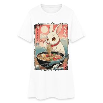 Nouilles ramen au lapin kawaï - Robe T-shirt Femme - blanc - Devant