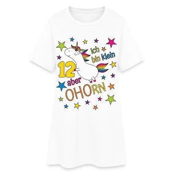 12 Jahre Mädchen Einhorn Ich bin klein aber ohorn - Frauen T-Shirt-Kleid - Weiß - Vorne