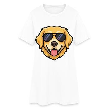 Motif Cool Dog avec lunettes de soleil - Robe T-shirt Femme - blanc - Devant