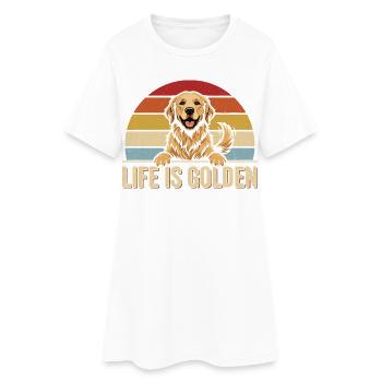 GOLDEN RETRIEVER VIBES Retro Motif - Women’s T-Shirt Dress - white - Front