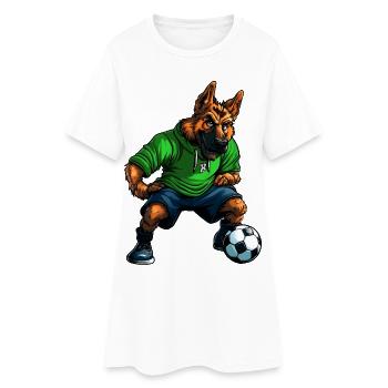 Schäferhund Fussballer - Frauen T-Shirt-Kleid - Weiß - Vorne
