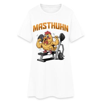 Gym BROILER Poulet Haltérophile Drôle - Robe T-shirt Femme - blanc - Devant
