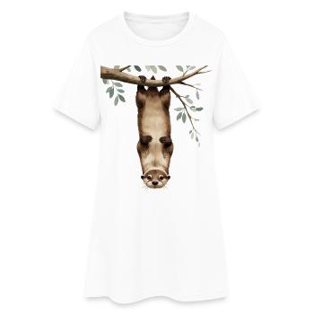 Loutre sur une branche – joueuse dans la cime des arbres - Robe T-shirt Femme - blanc - Devant