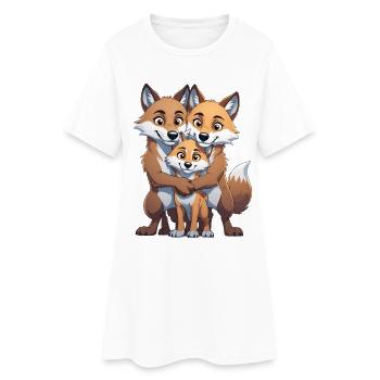 Wolfsfamilie Trio - Frauen T-Shirt-Kleid - Weiß - Vorne