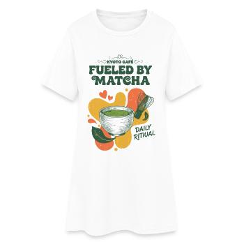 Alimenté par le thé rituel quotidien du Matcha Kyoto Cafe - Robe T-shirt Femme - blanc - Devant