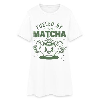 Fueled By Matcha A Daily Ritual Green Tea - Frauen T-Shirt-Kleid - Weiß - Vorne