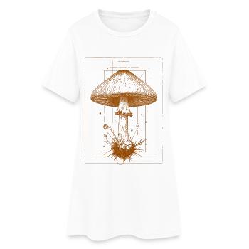 Champignon géométrique en orange - Robe T-shirt Femme - blanc - Devant
