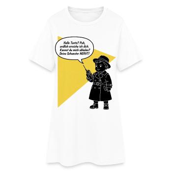 Bonjour tante - tu décroches ? Ta sœur est drôle et agaçante - Robe T-shirt Femme - blanc - Devant