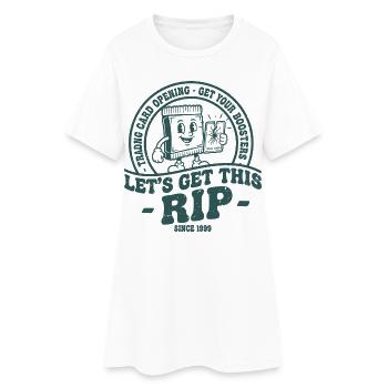 LASS UNS DIESE RIP-SAMMELKARTEN-ERÖFFNUNG BEKOMMEN - Frauen T-Shirt-Kleid - Weiß - Vorne