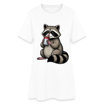 Chemise dessinée mignonne Raccoon Feralcore - Robe T-shirt Femme - blanc - Devant