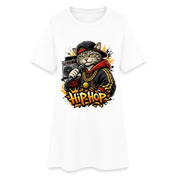 HipHop Katze mit Mikro - Frauen T-Shirt-Kleid - Weiß - Vorne