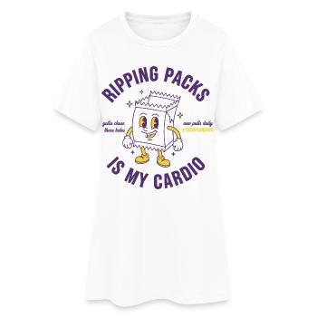 Déchirer des packs, c’est ma vie de cartes à collectionner cardio - Robe T-shirt Femme - blanc - Devant