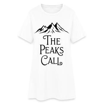 The Peaks Call Mountains Hiking Nature Adventure - Women’s T-Shirt Dress - white - Front