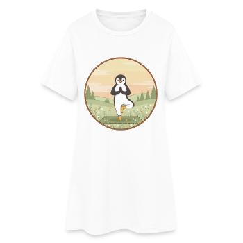 Yoga Penguin Animal Doing Tree Pose Art - Women’s T-Shirt Dress - white - Front