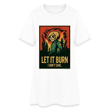 Squelette de crâne et flammes, laissez-le brûler - Robe T-shirt Femme - blanc - Devant