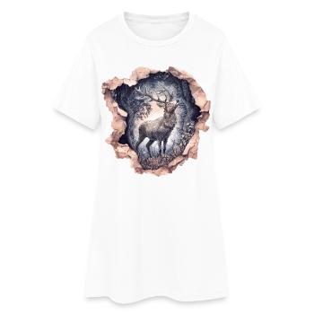 Cerf Ciel étoilé - Robe T-shirt Femme - blanc - Devant