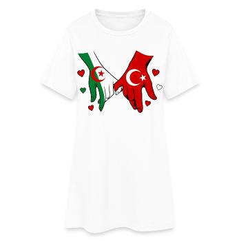 Algérie Drapeau Turc se tenant la main - Robe T-shirt Femme - blanc - Devant