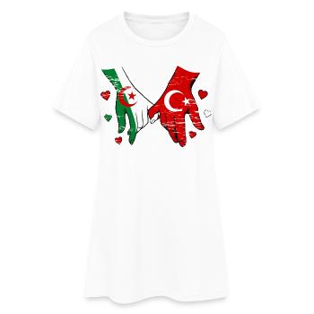 Algérie Drapeau Turc Tenue de la main utilisée - Robe T-shirt Femme - blanc - Devant