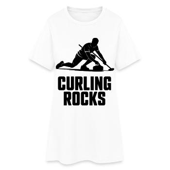 Curling Rocks Winter Sports Silhouette Man - Robe T-shirt Femme - blanc - Devant