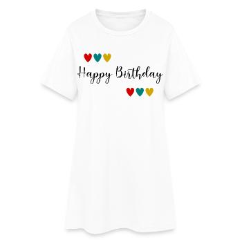 ALLES GUTE ZUM GEBURTSTAG. ALLES GUTE ZUM GEBURTSTAG. JAHRESTAG. - Frauen T-Shirt-Kleid - Weiß - Vorne