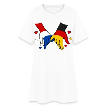 Drapeau Hollande-Allemagne se tenant la main - Robe T-shirt Femme - blanc - Devant