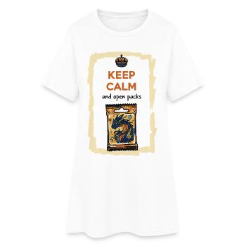 Keep Calm And Open Packs Sammelkarten-Booster-Pack - Frauen T-Shirt-Kleid - Weiß - Vorne